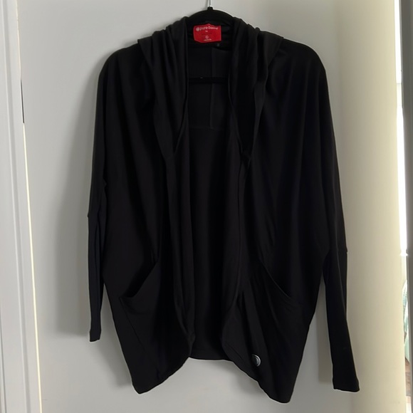 Splits59 Pure Barre black open front hoodie cardigan sweater - Picture 2 of 5